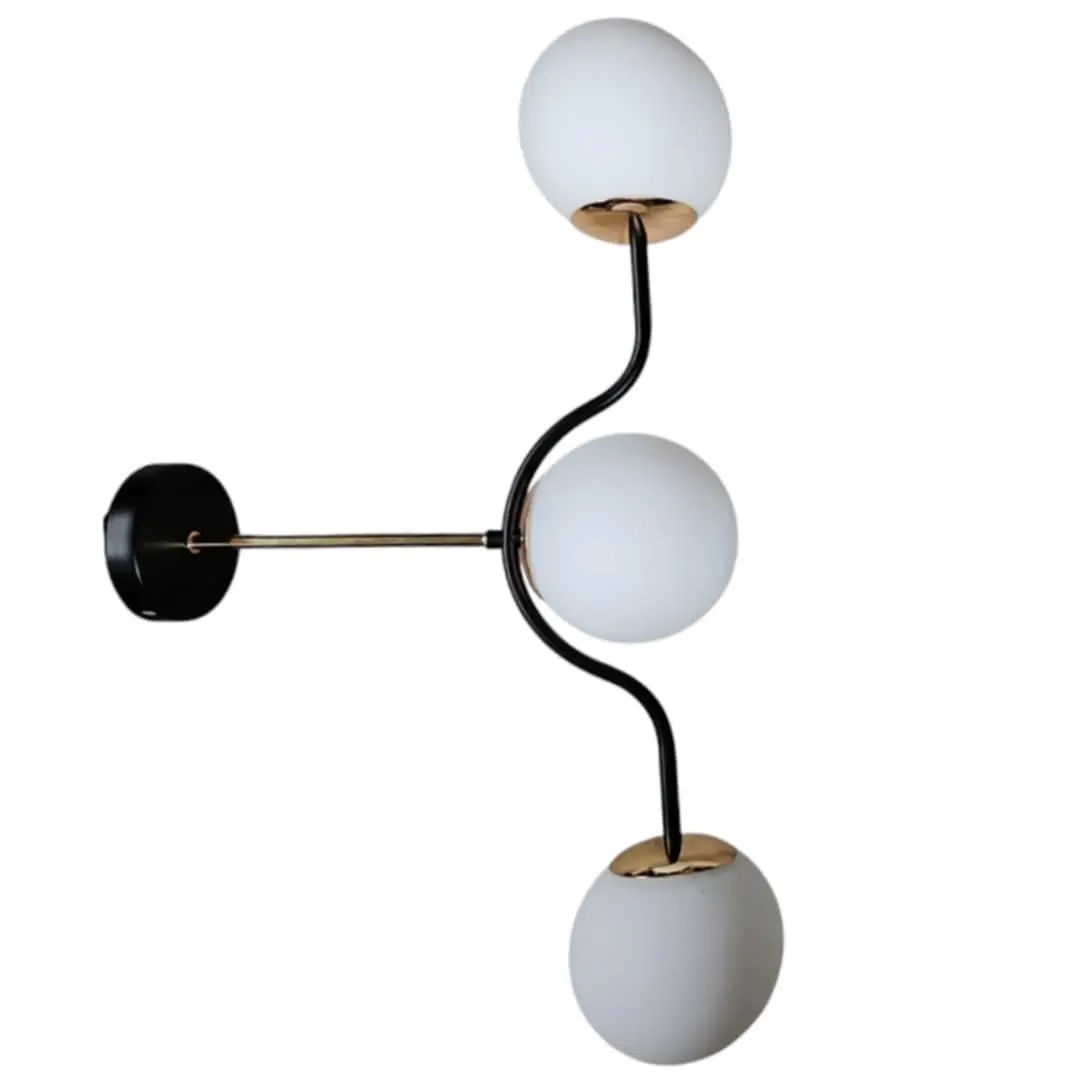 Φωτιστικό τοίχου – Απλίκα σε μαύρο και χρυσό χρώμα με 3 μπάλες και λάμπα g9 Serenity 76