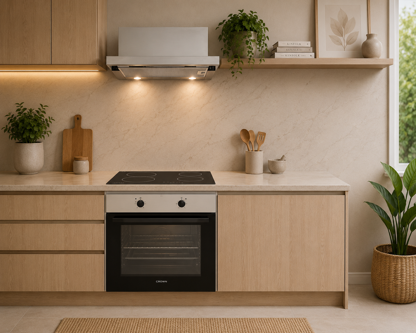 Σετ Φούρνος Εστία, Απορροφητήρας FCM 106AIX + PVT604.C + HB 6001 IX, Crown
