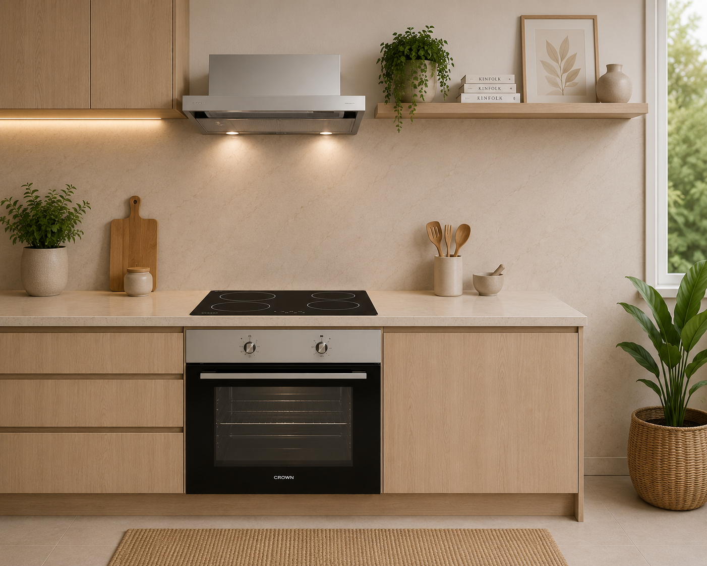Σετ Φούρνος Εστία, Απορροφητήρας FCM 600A IX + PVT604.C + HB 6001 IX, Crown