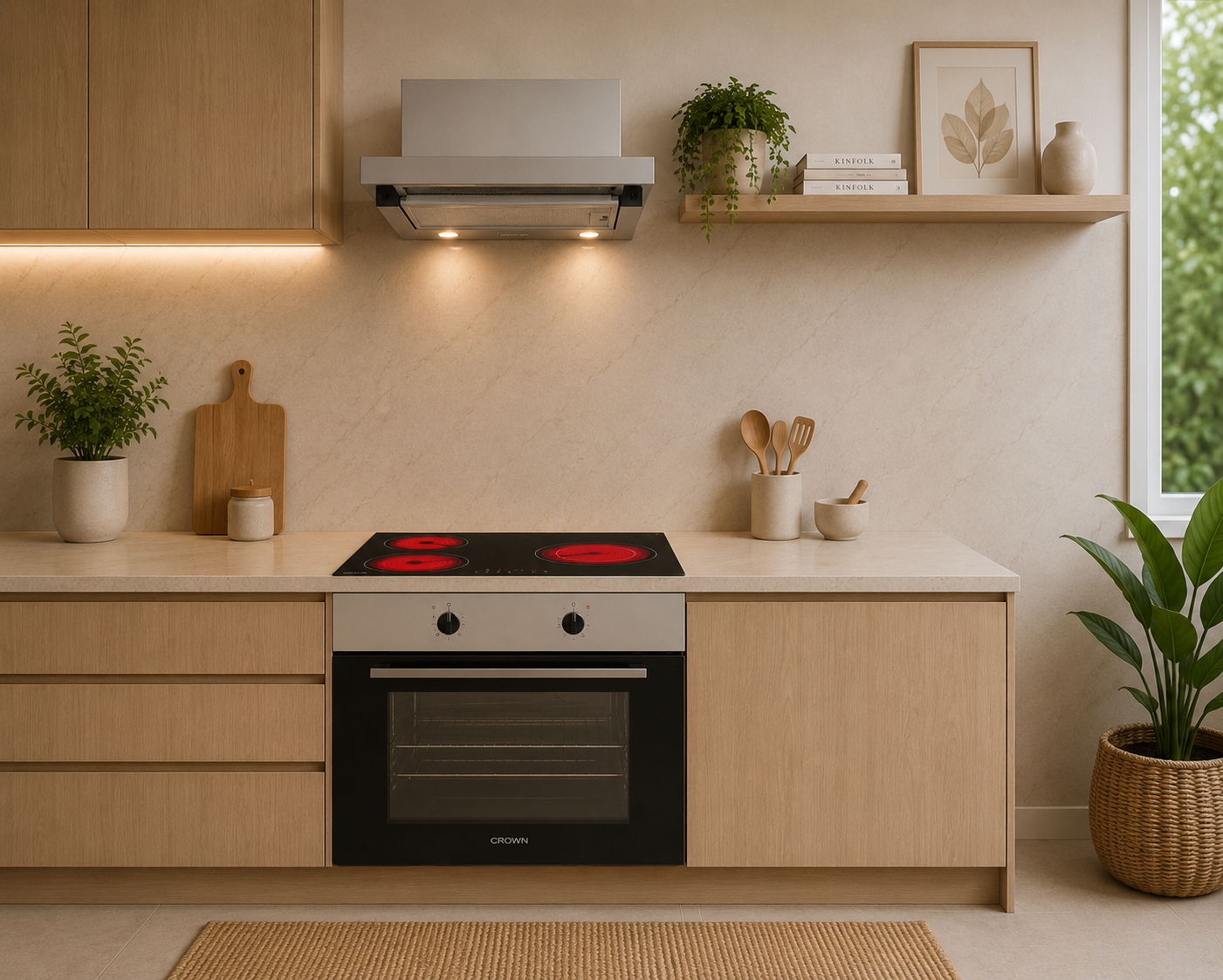 Σετ Φούρνος Εστία, Απορροφητήρας FCM 106AIX + CHP32 + CT6040IX , Crown