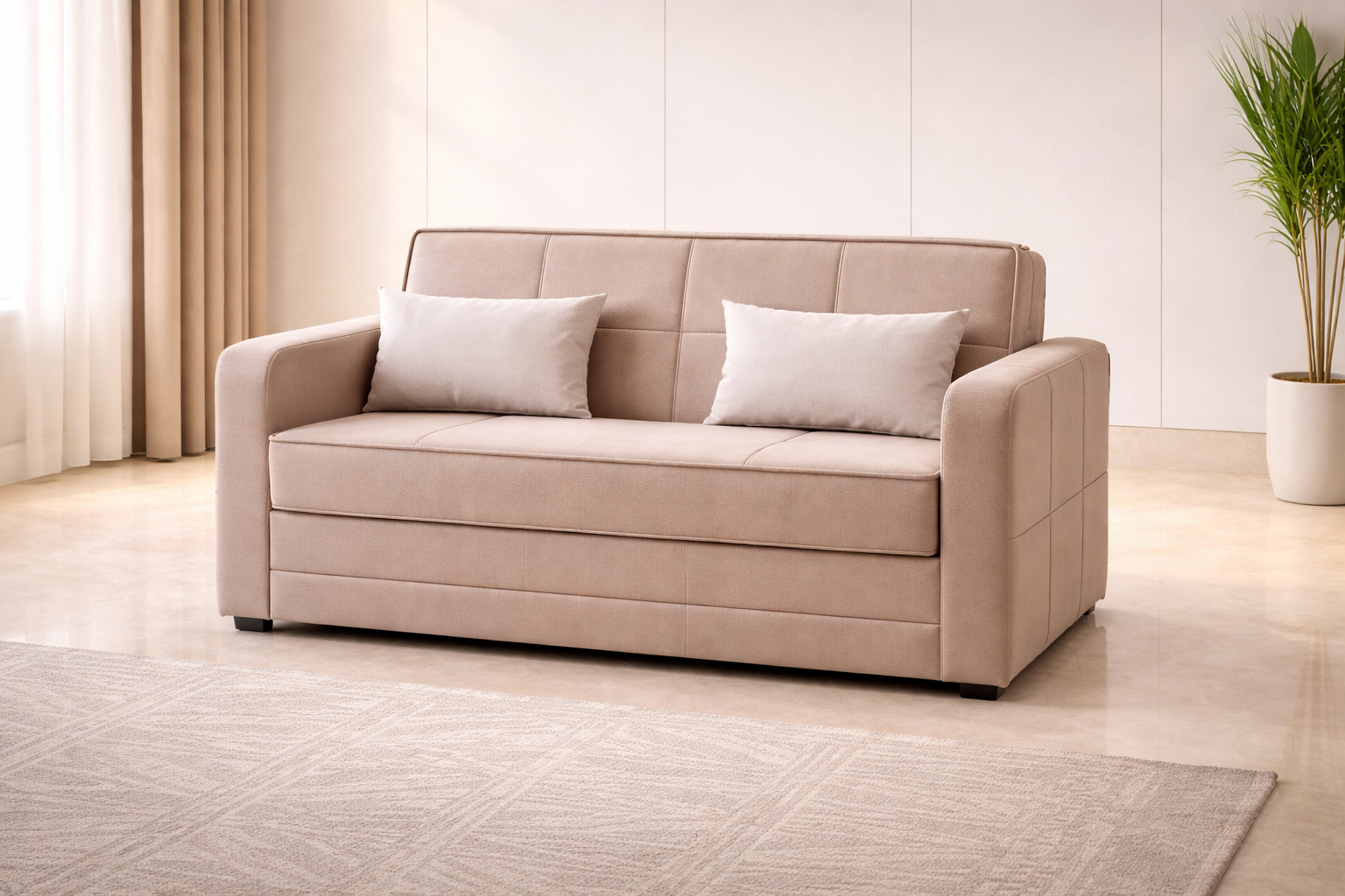 Διθέσιος Καναπές-κρεβάτι Dafne , Νο 06-003, Μπέζ , All4home