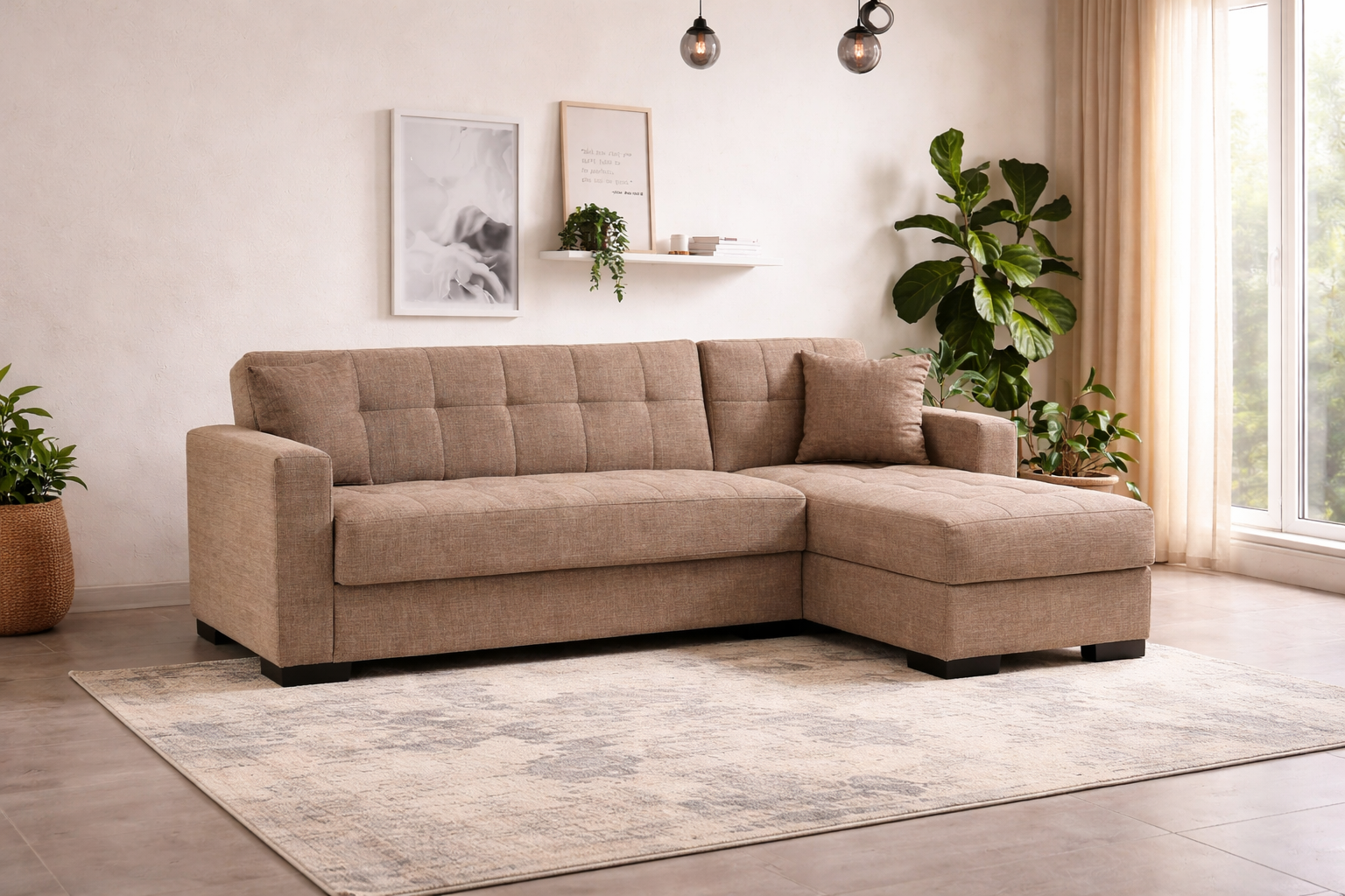 Γωνιακός καναπές-κρεβάτι New Dynamic Corner, Νο 06-002, μπεζ 2770000046, All4home