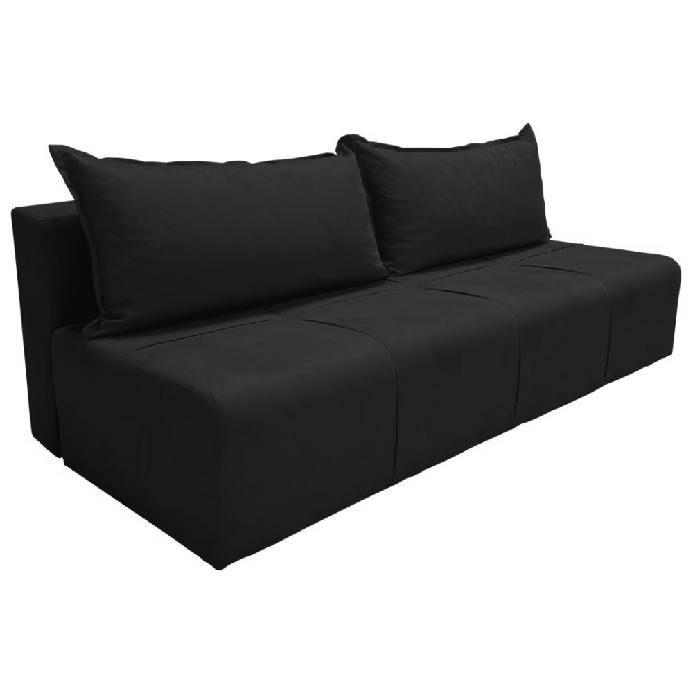 Καναπές κρεβάτι με μπράτσα , Palermo, με αποθηκευτικό χώρο , Μαύρο