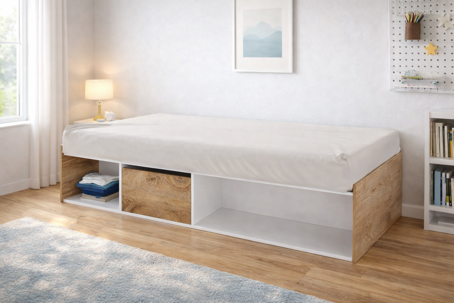 Κρεβάτι με αποθηκευτικό χώρο, 90/200, Δώρο Μηχανισμός Ανύψωσης, Modul 951, Genomax Genom1219920664