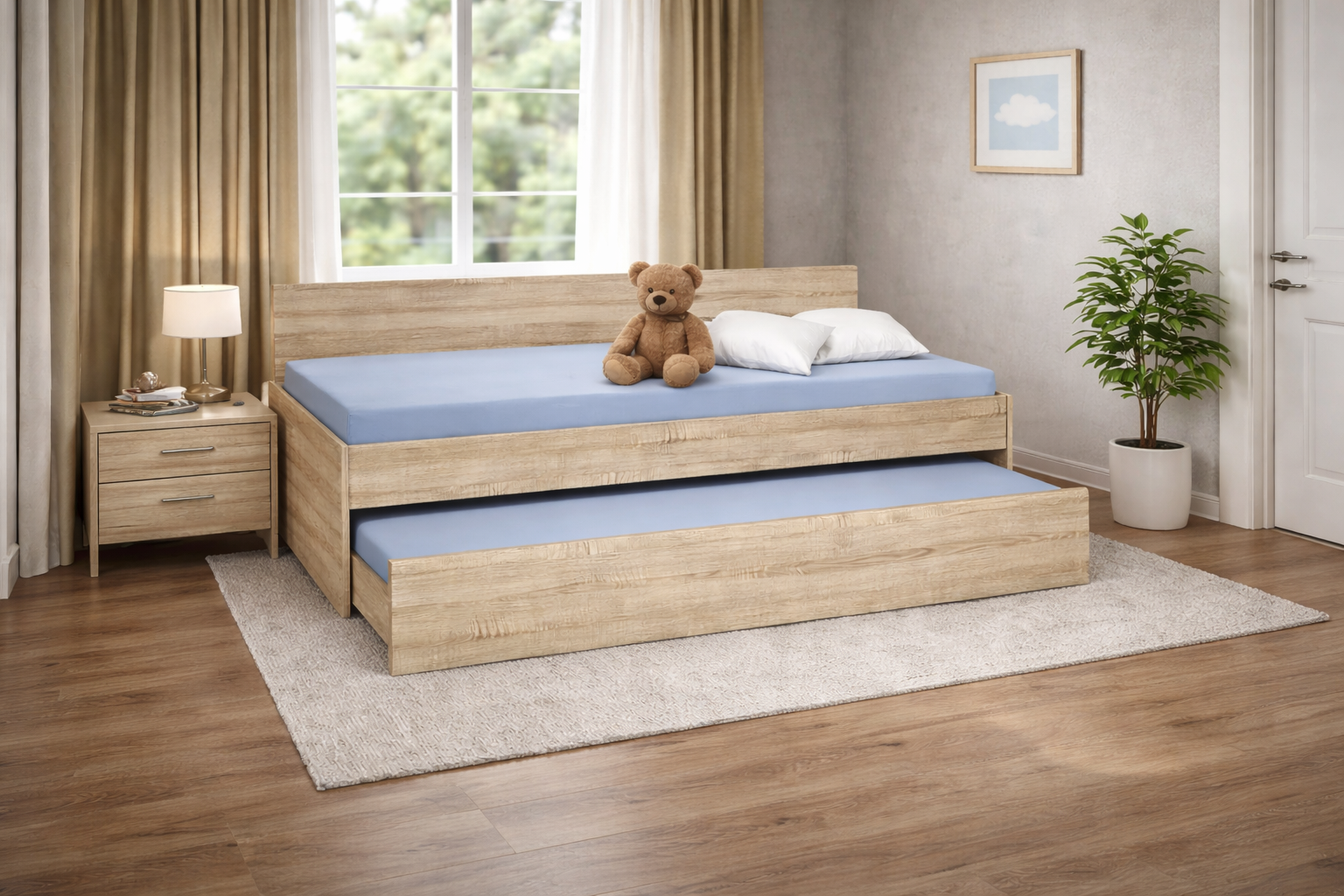 Κρεβάτι Καναπές με συρόμενο 2ο κρεβάτι Bisi Sandwich Σόνομα, 87,6x197,7x73cm, Genomax