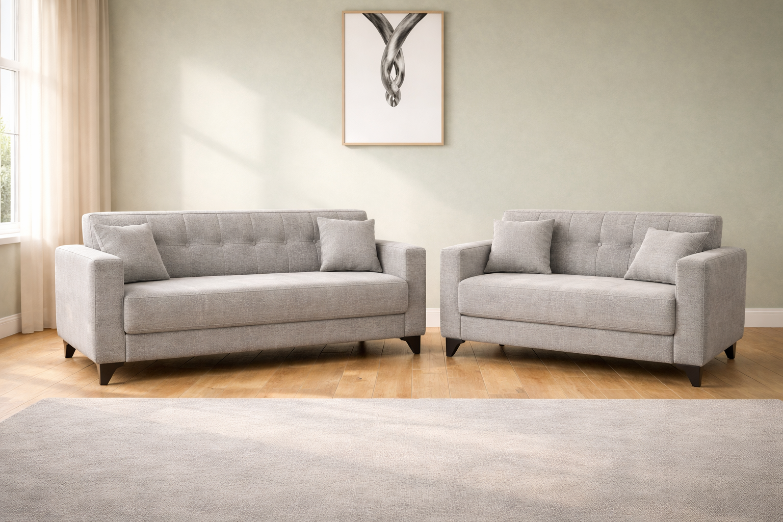 Σετ σαλονιού, Τριθέσιος - Διθέσιος καναπές Modesto,Γκρί , All4home