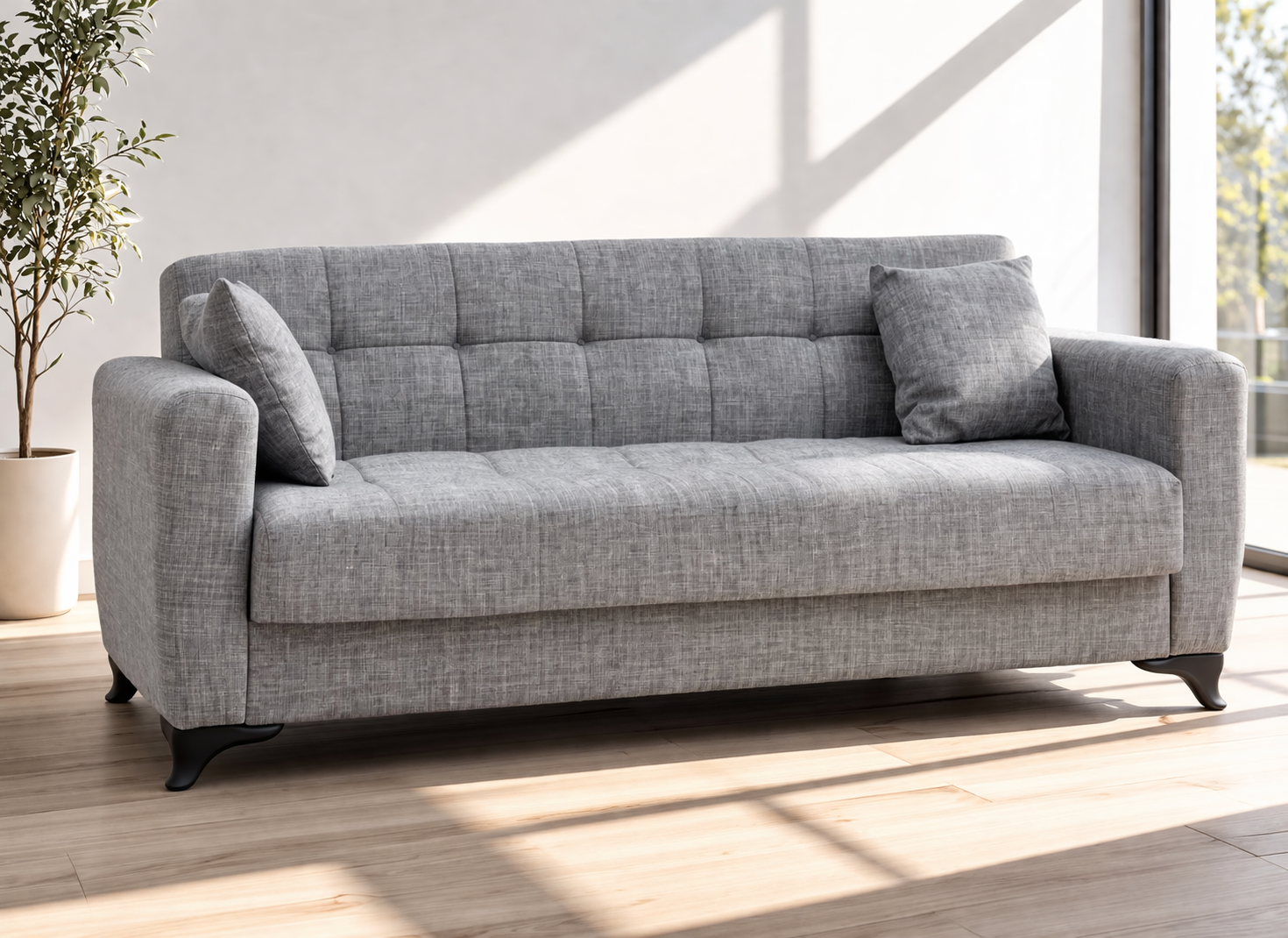 Τριθέσιος Καναπές-κρεβάτι MODESTOLE 3, Γκρι 215x85x80εκ., All4home