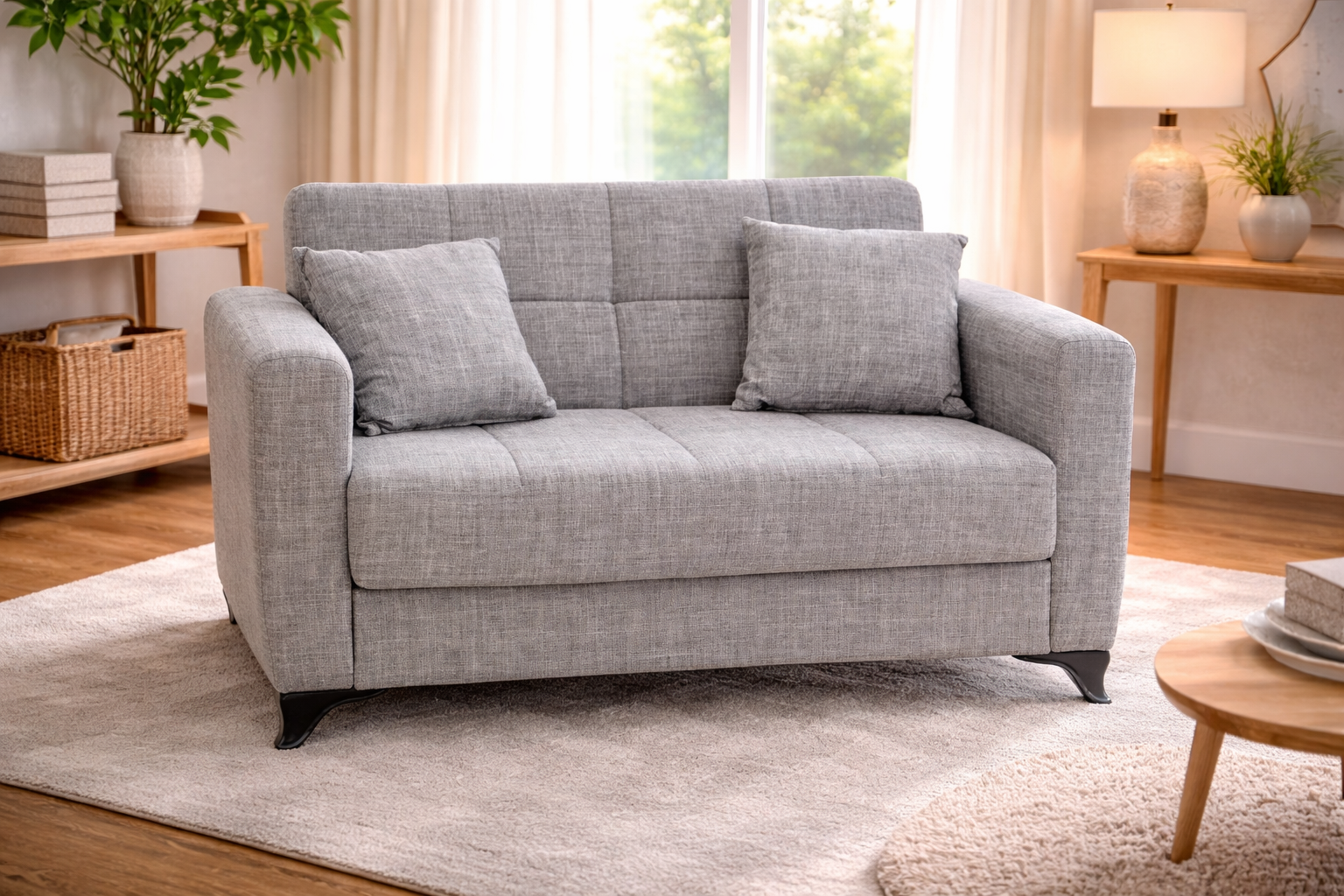 Διθέσιος Καναπές-κρεβάτι Modestole Γκρι 155x85x80εκ.