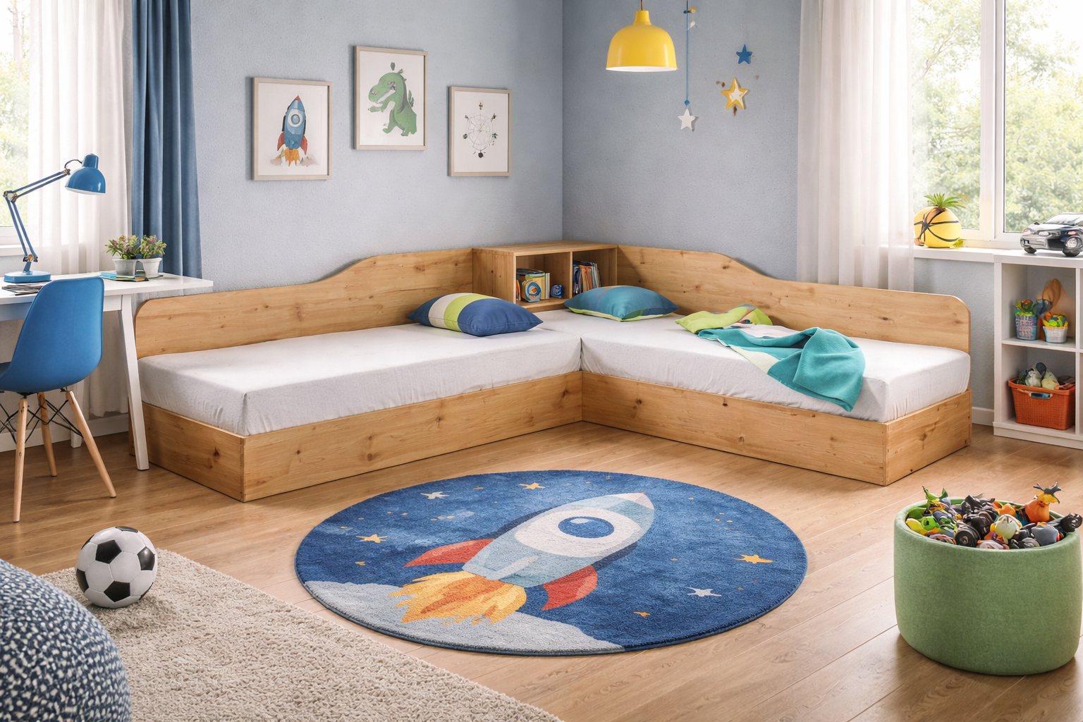 Κρεβάτι γωνιακό μπαούλο, Σόνομα, 1212001, Δώρο Μηχανισμός Ανύψωσης, 82/190, Genomax - 2 Στρώματα