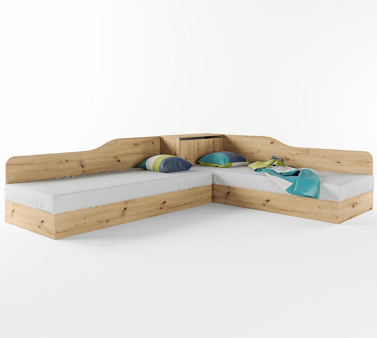 Κρεβάτι γωνιακό μπαούλο, Σόνομα, 1212001, Δώρο Μηχανισμός Ανύψωσης, 82/190, Genomax - 2 Στρώματα