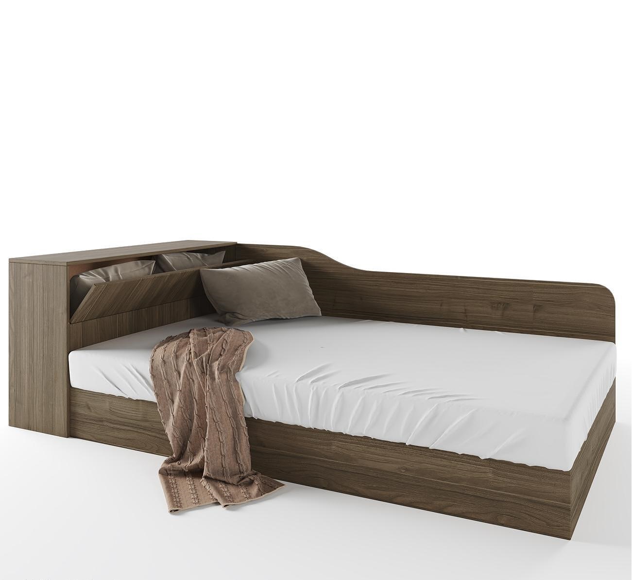 Κρεβάτι ημίδιπλο 120/190 , Flow Καρυδί, 223,5x71x122 εκ., Genomax - Στρώμα με βάση Simo , με ελατήρια, Genomax