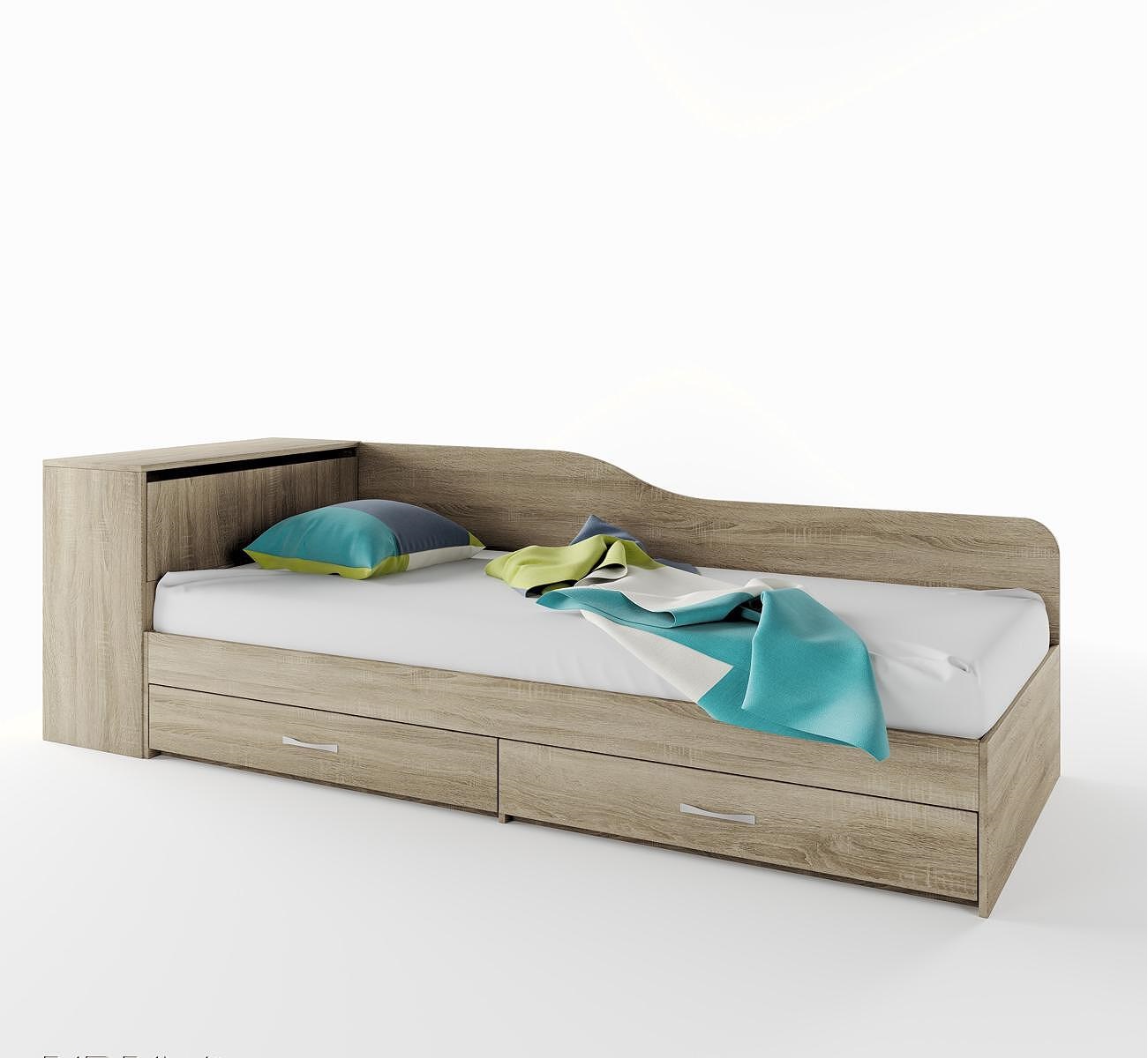 Κρεβάτι μονό με συρτάρια 82/190, ΔΩΡΟ Ορθοπεδικό στρώμα, 1212005 Σόνομα, 228x71x87 εκ., Genomax