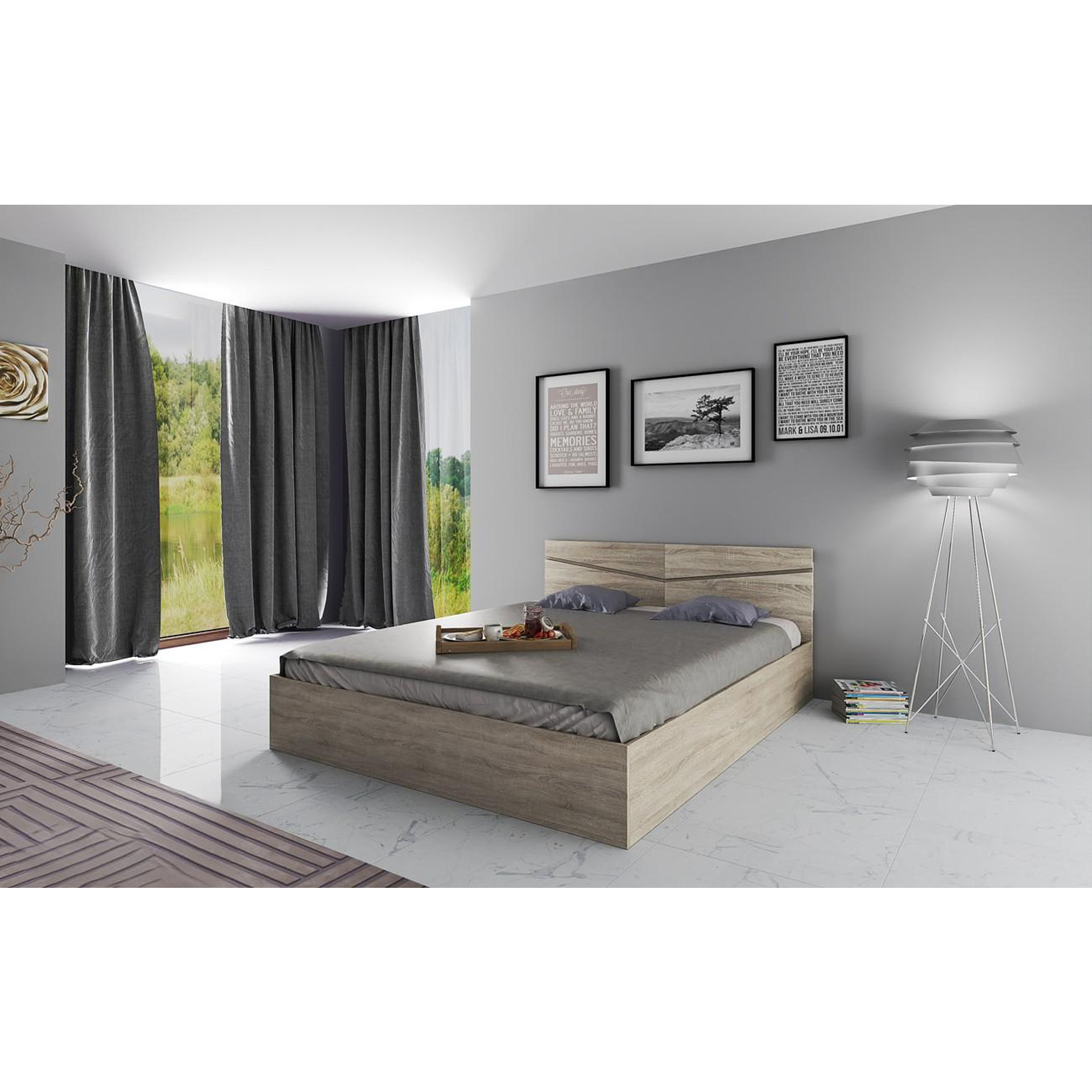 Κρεβάτι διπλό 2008 Καρυδί, 160/200, Genomax - Στρώμα ορθοπεδικό με βάση