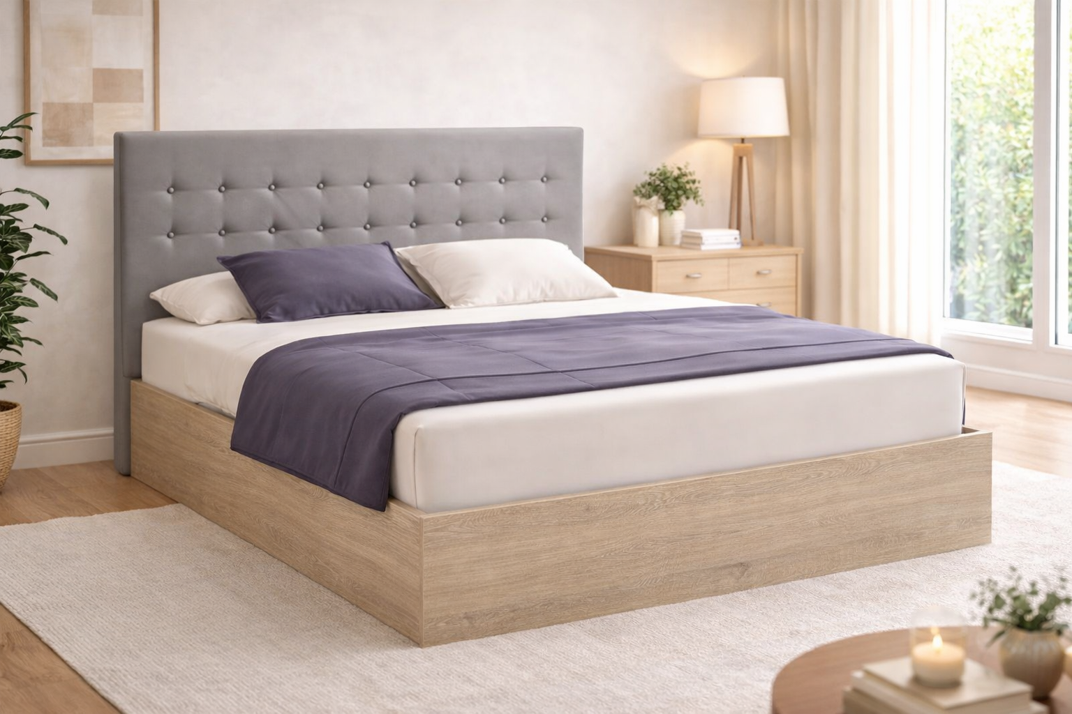 Κρεβάτι ξύλινο διπλό Lora με Δώρο Κρεβατοσάνιδα, 120/190, 194/90/124 εκ., All4home