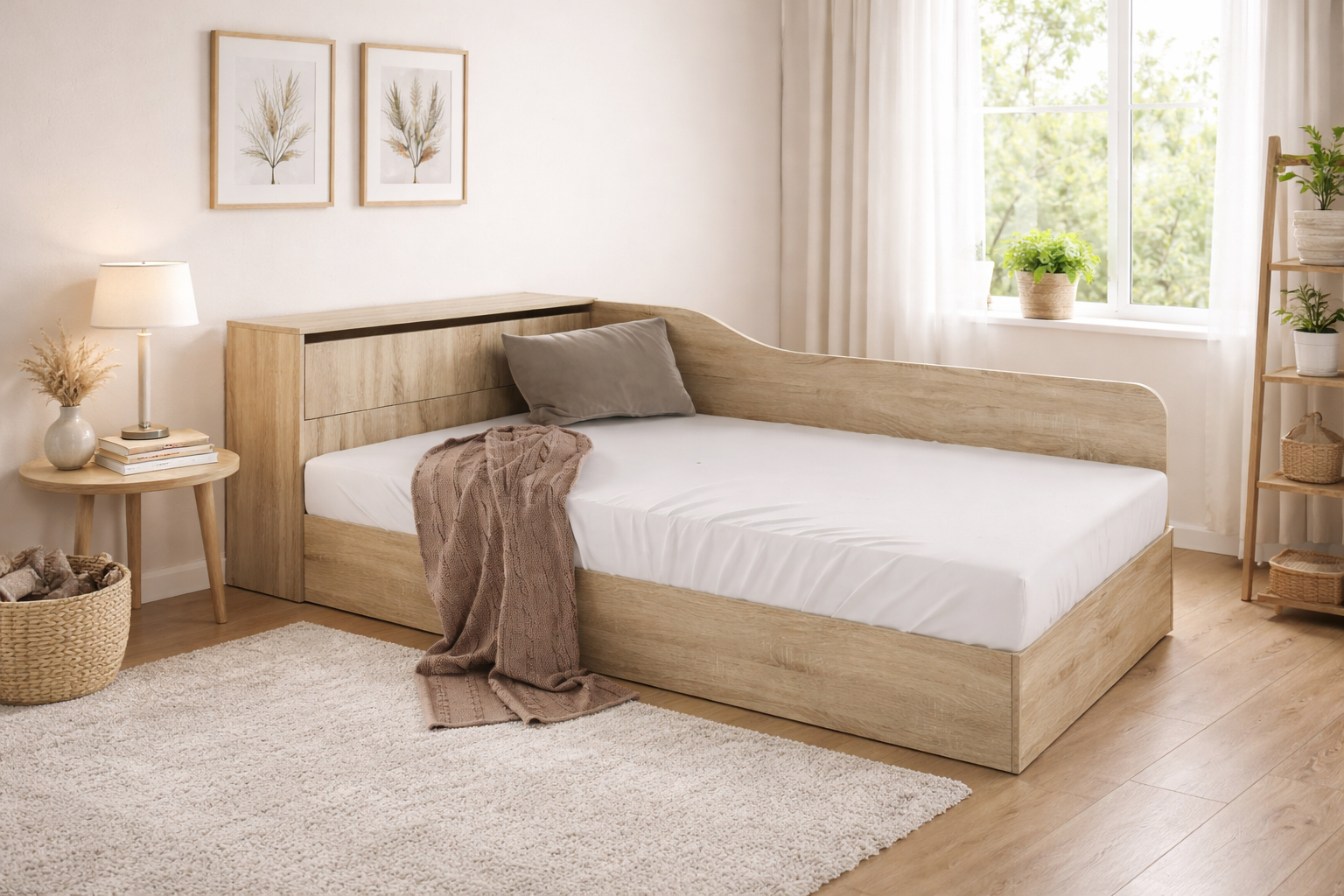 Κρεβάτι ημίδιπλο 120/190 με ΔΩΡΟ στρώμα, Flow Σόνομα, 223,5x71x122 εκ., Genomax