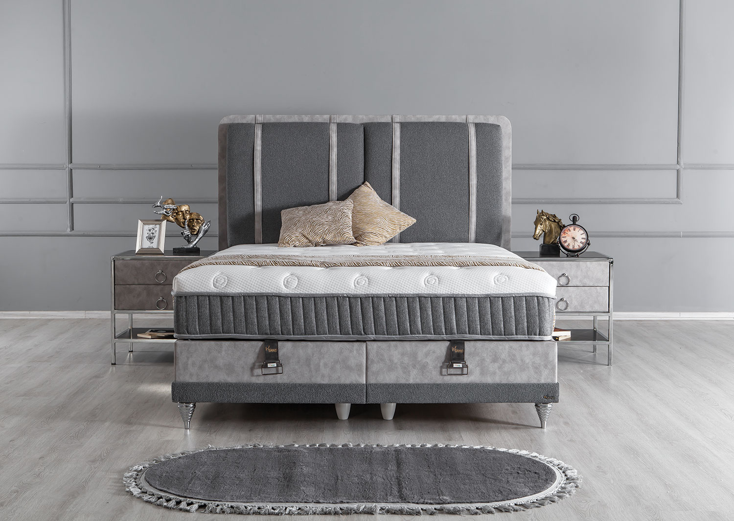 Κρεβάτι υφασμάτινο Torino με αποθηκευτικό χώρο, 140x200 εκ., All4home