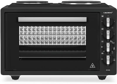 CROWN Ηλεκτρικό Φουρνάκι 42lt με 2 Εστίες Μαύρο, CMO-433BL , Crown