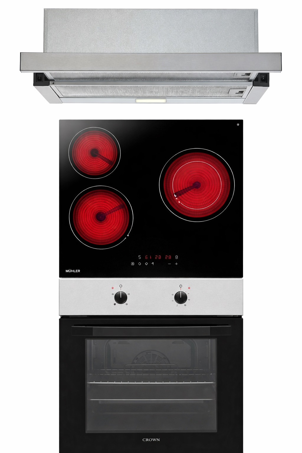 Σετ Φούρνος Εστία, Απορροφητήρας FCM 106AIX + CHP32 + CT6040IX , Crown