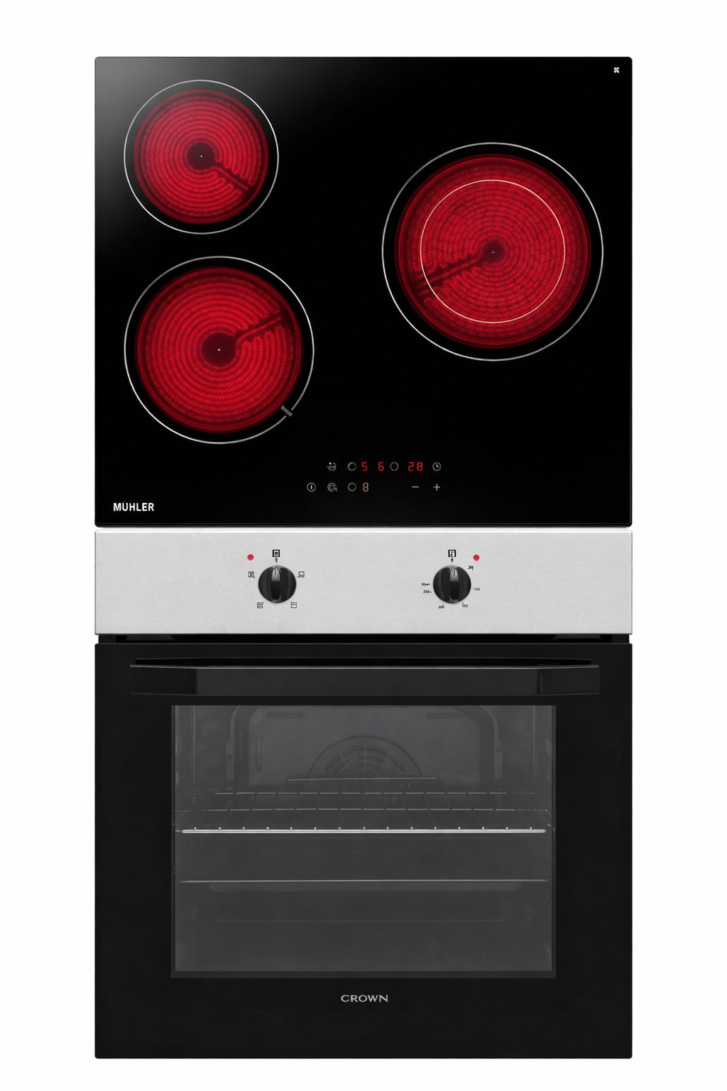 Φούρνος άνω Πάγκου 65lt με Κεραμικές Εστίες Π59εκ., FCM 106AIX + CHP32 , Crown